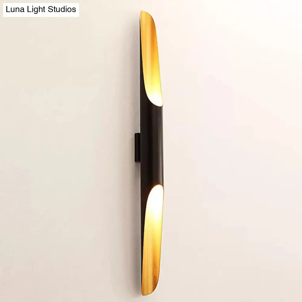 Modern Metallic Cylinder Wall Sconce - Mounted Light For Living Room 1/4-Bulb Yellow-Black Design