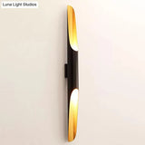 Modern Metallic Cylinder Wall Sconce - Mounted Light For Living Room 1/4-Bulb Yellow-Black Design