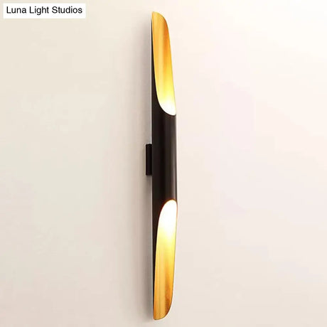 Modern Metallic Cylinder Wall Sconce - Mounted Light For Living Room 1/4-Bulb Yellow-Black Design