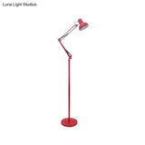 Modern Metallic Dome Shade Task Floor Lamp: Adjustable 1-Head Black/White Lighting For Living Room