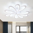 Modern Metallic Floral Flush Mount Led Ceiling Light In Black/White With Warm/White Glow