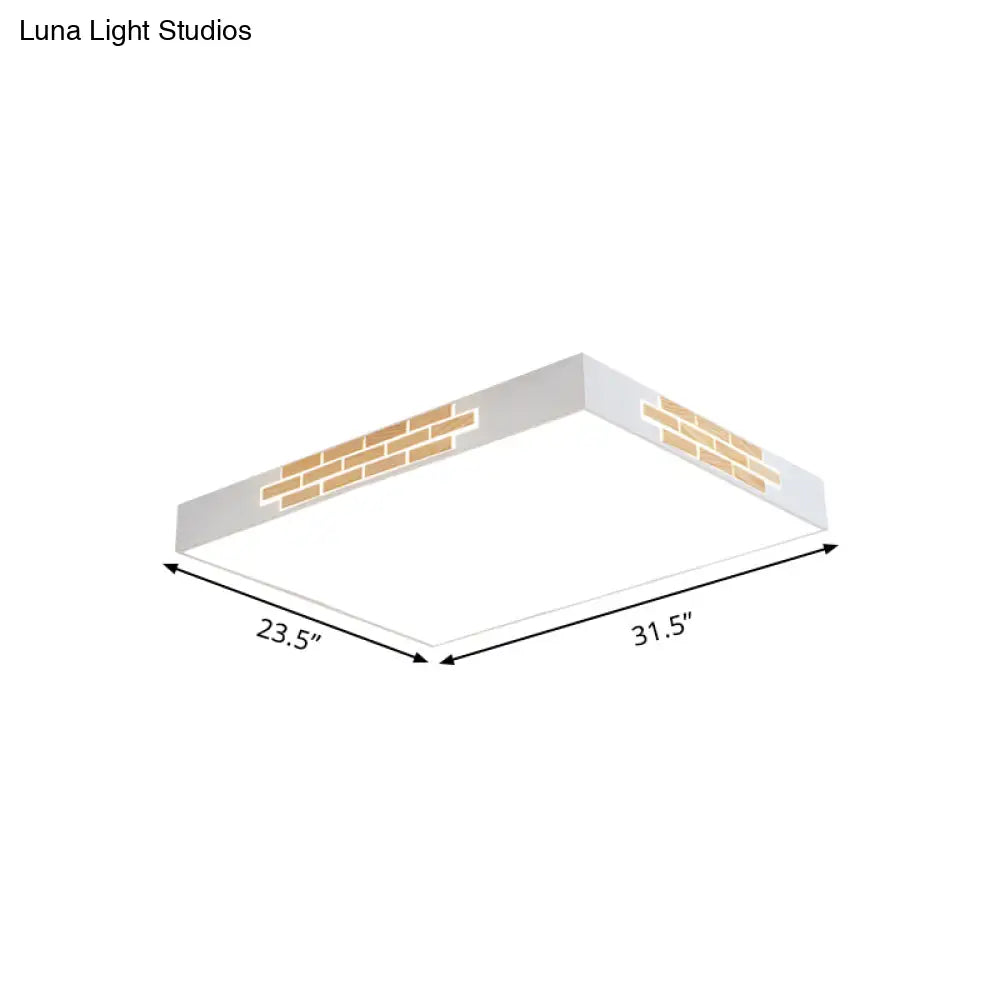 Modern Metallic Flush Mount Led Ceiling Light For Living Room - 23.5’/31.5’ Long White