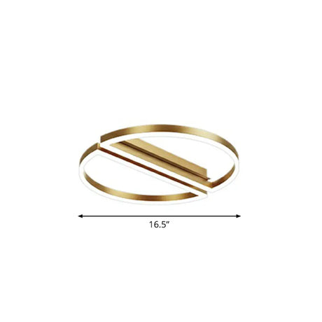 Modern Metallic Flushmount Led Ceiling Light With Gold Finish - Ideal For Bedroom / White Semicircle