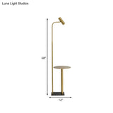 Modern Metallic Gold Led Bedroom Floor Lamp With Angled Arm