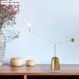 Modern Metallic Gold Led Table Lamp - Angled Linear Nightstand Light For Tea House