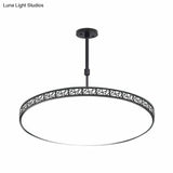 Modern Metallic Led Chandelier: Hollow-Carved Suspension Light For Conference Room