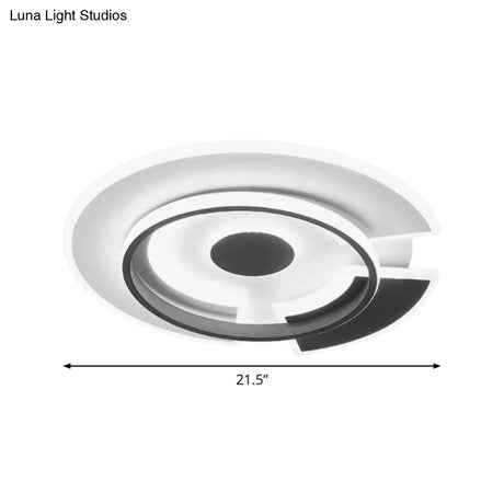 Modern Metallic Led Minimalism Ceiling Light Fixture - Circular Flush Mount In Black/White