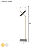 Modern Metallic Led Tube Floor Lamp With Curved Arm - Gold/Chrome Finish