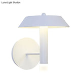 Modern Metallic Led Wall Sconce - Tapered White/Grey Bedroom Lamp