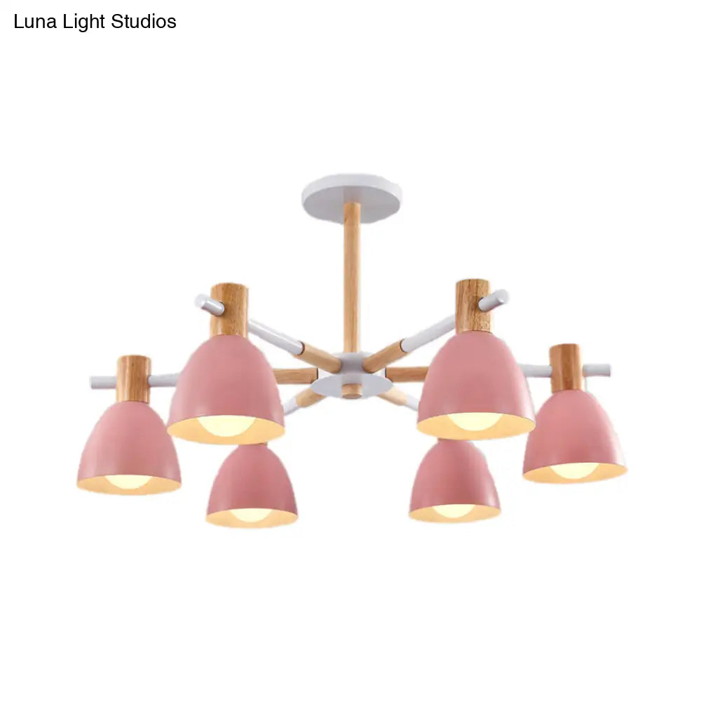 Modern Metallic Macaron Chandelier: Stylish Candy-Colored Game Room Lighting