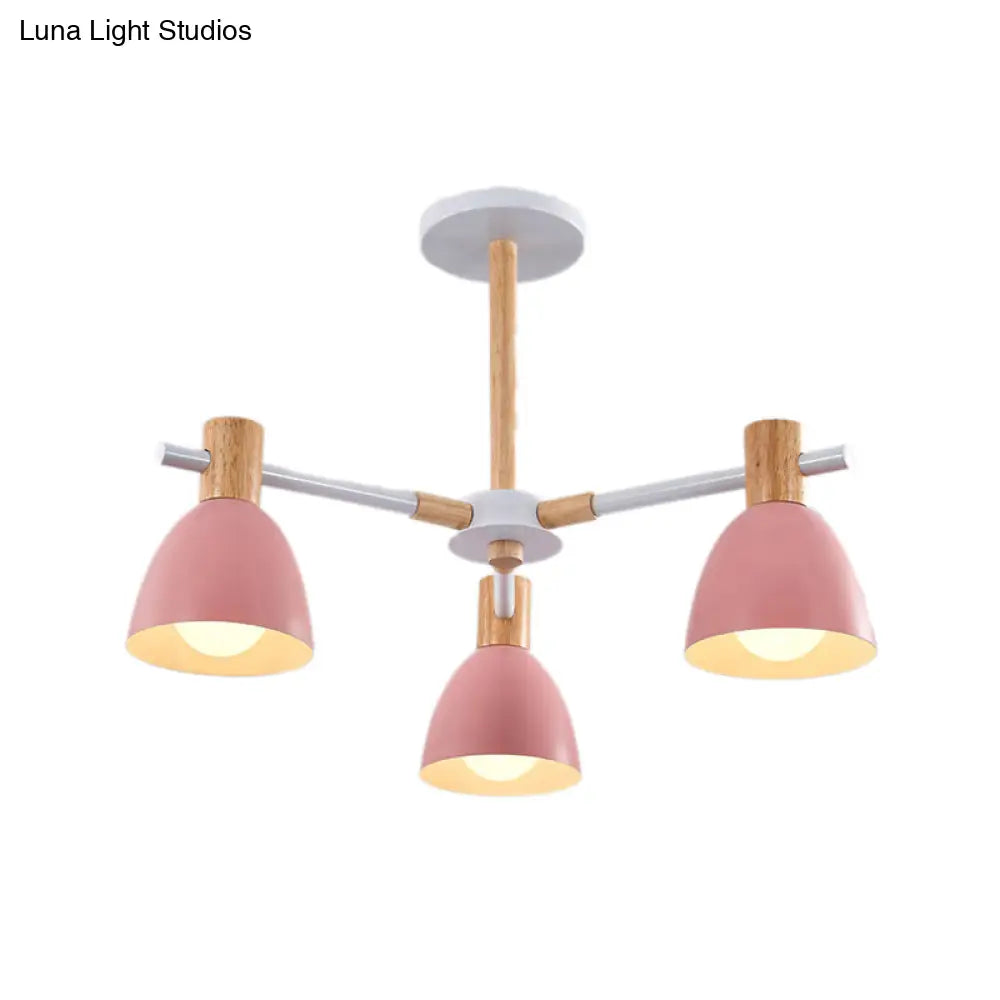 Modern Metallic Macaron Chandelier: Stylish Candy-Colored Game Room Lighting