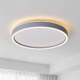 Modern Metallic Round Led Flushmount Ceiling Light White/Warm 16/19.5 Dia