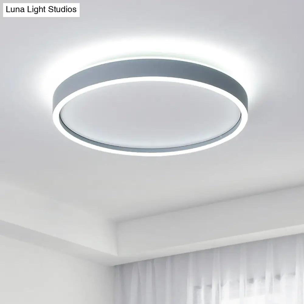 Modern Metallic Round Led Flushmount Ceiling Light White/Warm 16’/19.5’ Dia