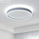 Modern Metallic Round Led Flushmount Ceiling Light White/Warm 16’/19.5’ Dia