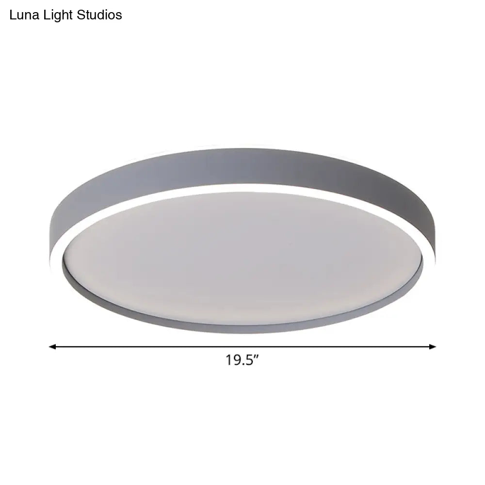 Modern Metallic Round Led Flushmount Ceiling Light White/Warm 16’/19.5’ Dia