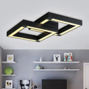 Modern Metallic Square Flush Mount Led Ceiling Light In Black/White 19.5’/25.5’ Wide Black / 19.5’