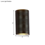 Modern Metallic Wall Lamp - 2-Head Black Half-Cylinder With Warm/White Lighting
