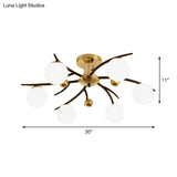 Modern Milk Glass Orb Ceiling Light In Black - Perfect For Living Room Semi Flush Mount