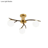 Modern Milk Glass Orb Ceiling Light In Black - Perfect For Living Room Semi Flush Mount