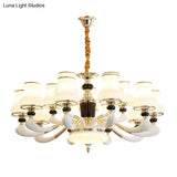 Modern Milky Glass Flared Pendulum Chandelier for Dining Room Lighting