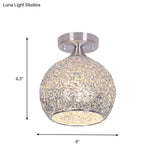 Modern Mini Dome Ceiling Flush Mount Light Fixture Chrome Finish Single Apartment Aluminum Design