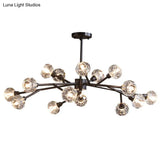 Modern Mini Globe Crystal Chandelier - Black Finish Pendant Light For Living Room