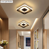 Modern Mini Led Flush Mount Ceiling Lamp With Black Frame In Warm/White/3 - Color Light Options