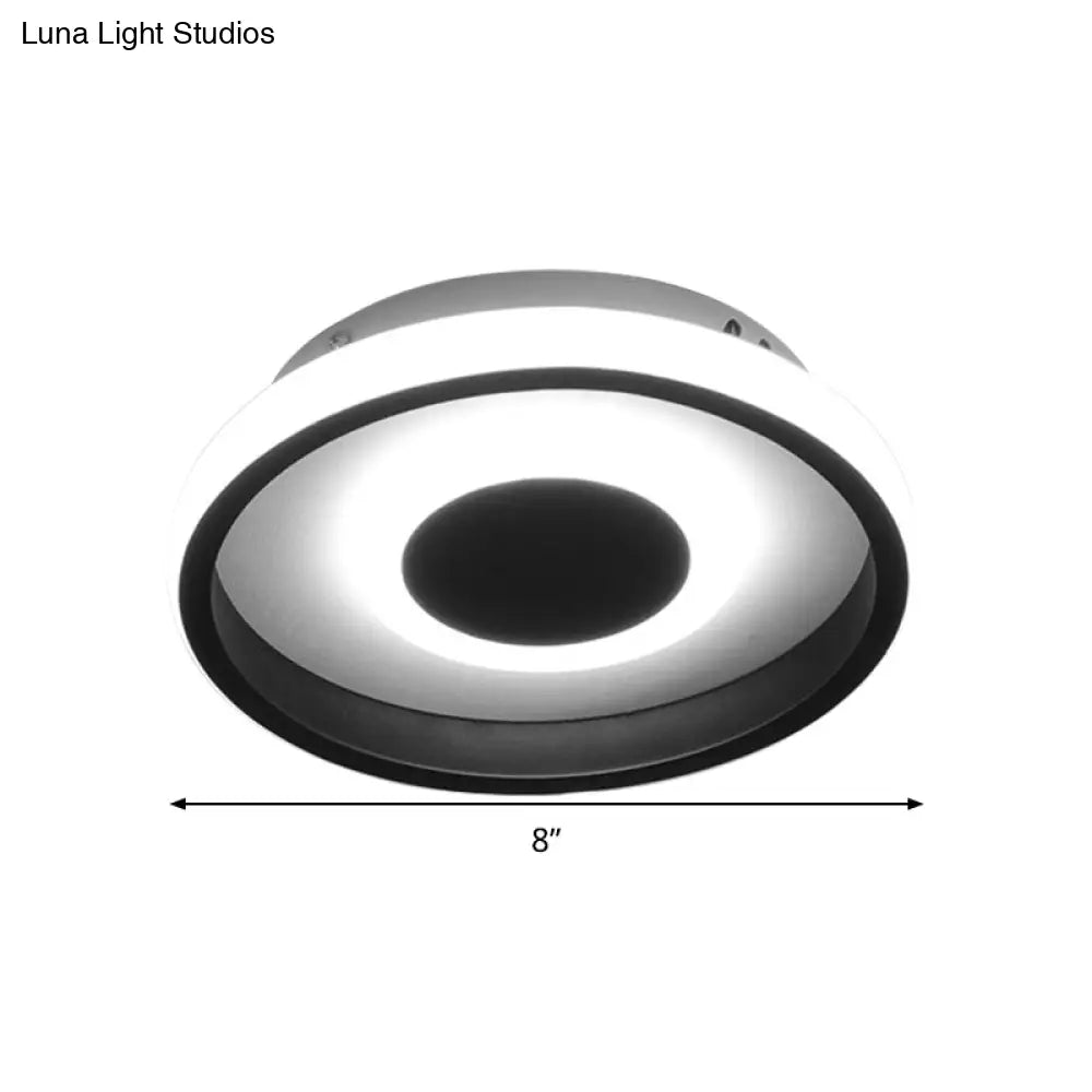 Modern Mini Led Flush Mount Ceiling Lamp With Black Frame In Warm/White/3 - Color Light Options