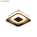 Modern Mini Led Flush Mount Ceiling Lamp With Black Frame In Warm/White/3 - Color Light Options