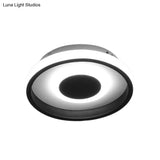 Modern Mini Led Flush Mount Ceiling Lamp With Black Frame In Warm/White/3 - Color Light Options