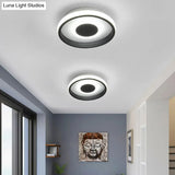 Modern Mini Led Flush Mount Ceiling Lamp With Black Frame In Warm/White/3 - Color Light Options