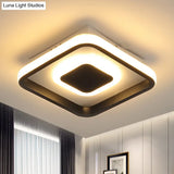 Modern Mini Led Flush Mount Ceiling Lamp With Black Frame In Warm/White/3 - Color Light Options