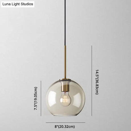 Modern Minimalist Cognac Glass Pendant Light - Stylish 1-Light Lighting For Dining Room Table
