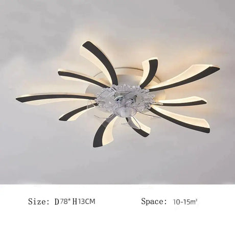 Modern minimalist dandelion fan ceiling lamp D78x13CM / White light / black Ceiling