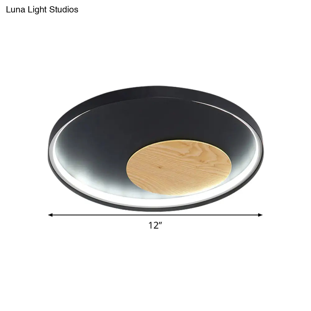 Modern Minimalist Disk Metal Ceiling Light Fixture - White/Black Led Flush Mount