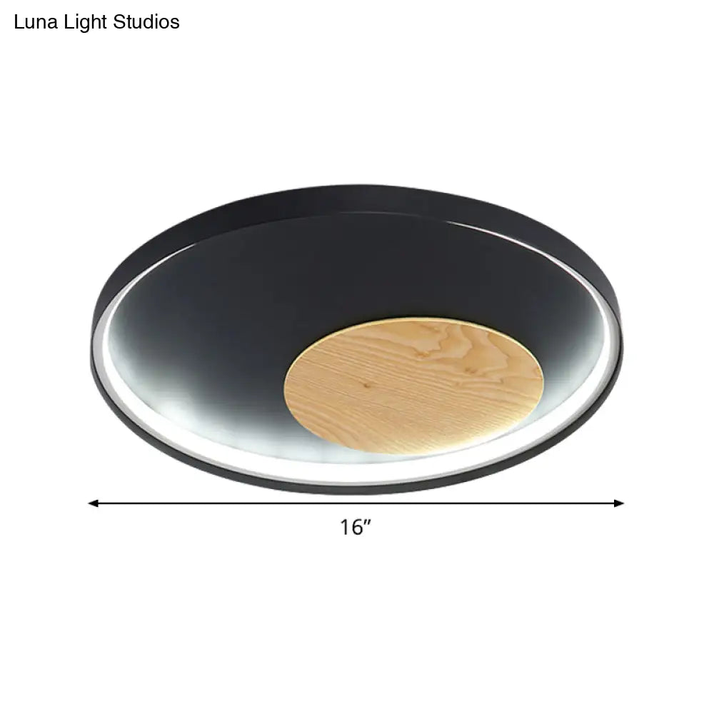 Modern Minimalist Disk Metal Ceiling Light Fixture - White/Black Led Flush Mount