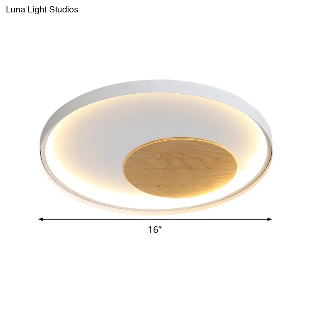 Modern Minimalist Disk Metal Ceiling Light Fixture - White/Black Led Flush Mount