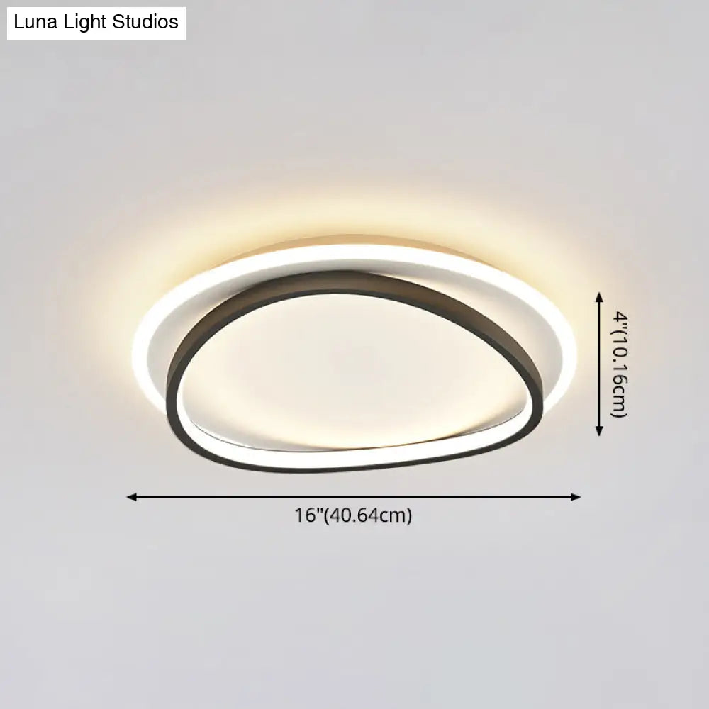 Modern Minimalist Double Round Flush Mount Led Ceiling Light For Bedrooms