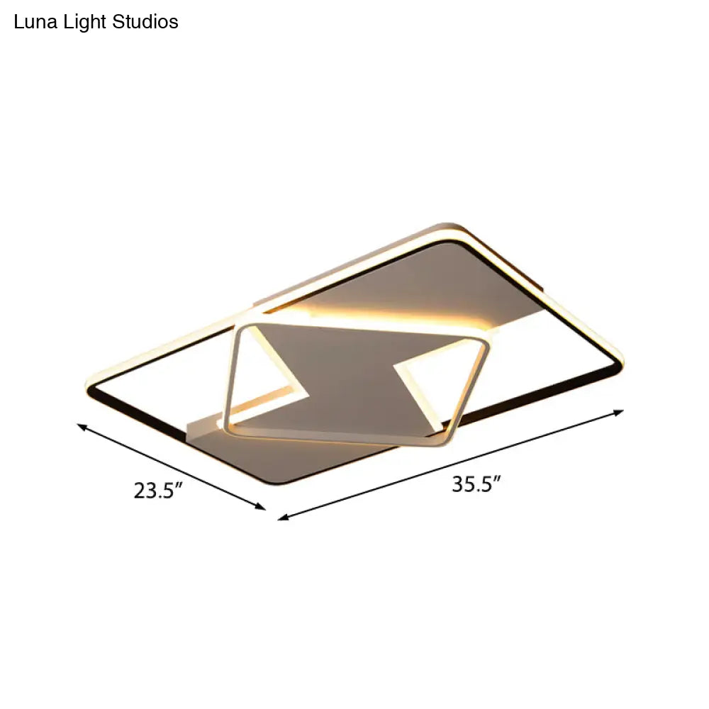 Modern Minimalist Led Ceiling Flush Light In Black/White - 16’/19.5’/23.5’/35.5’ W