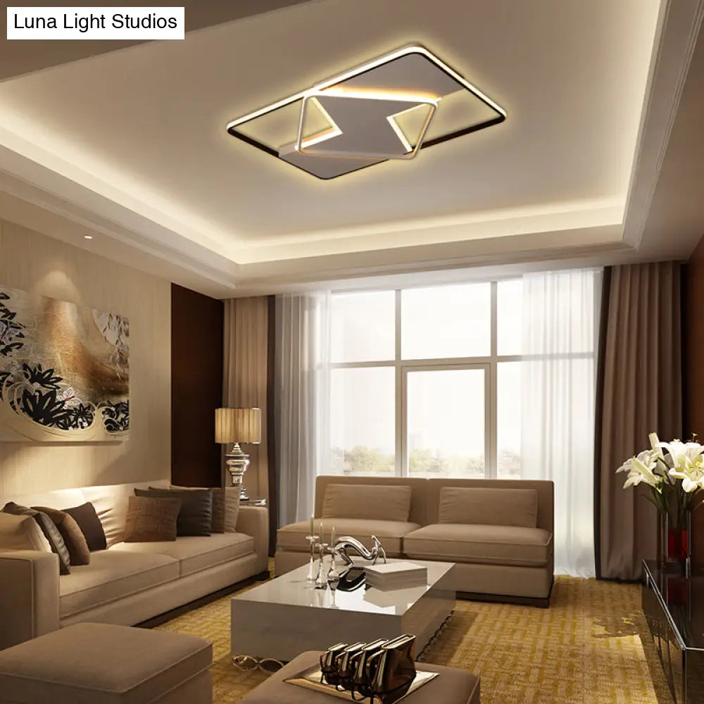 Modern Minimalist Led Ceiling Flush Light In Black/White - 16’/19.5’/23.5’/35.5’ W