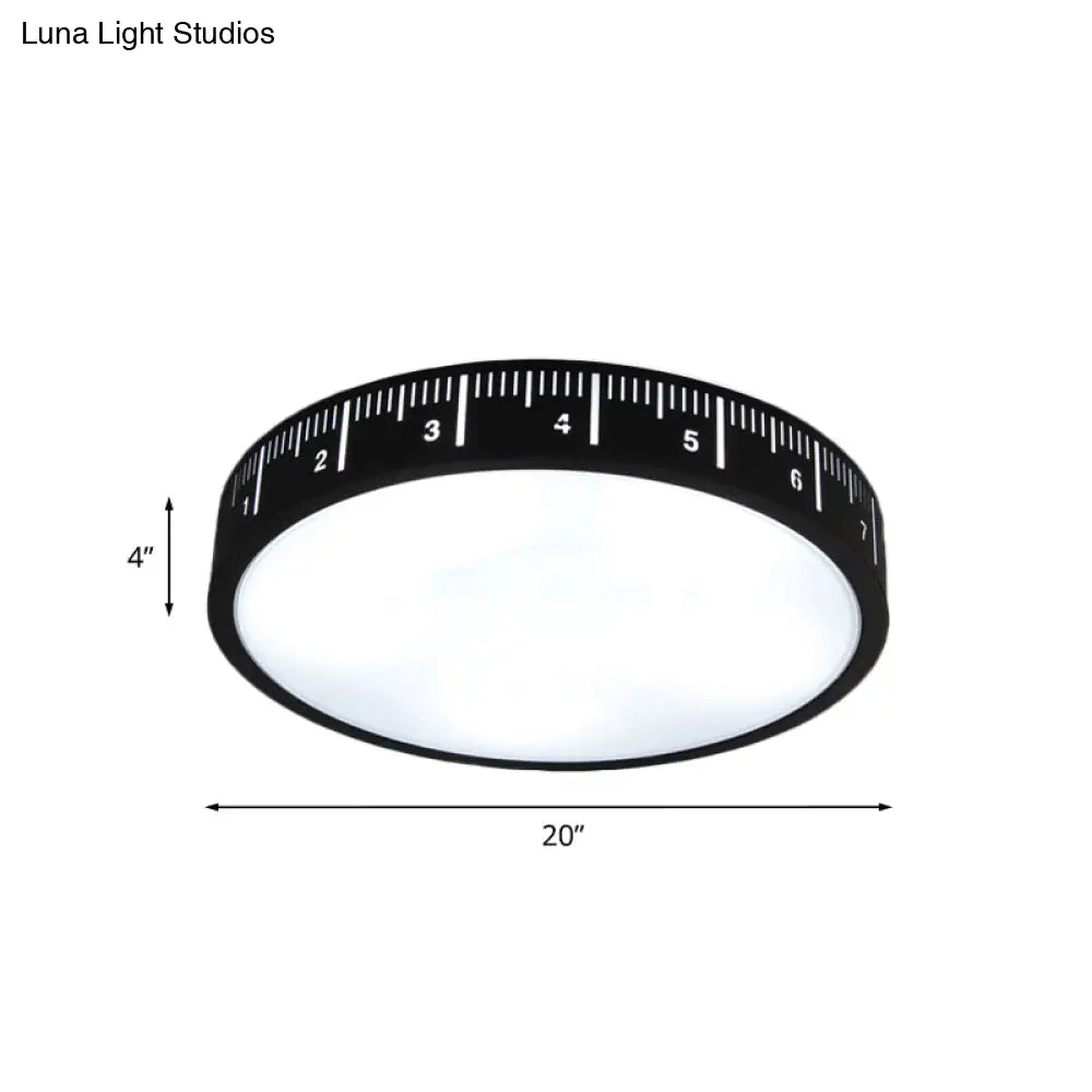 Modern Minimalist Led Drum Ceiling Light With Black Acrylic Shade - Corridor Lighting