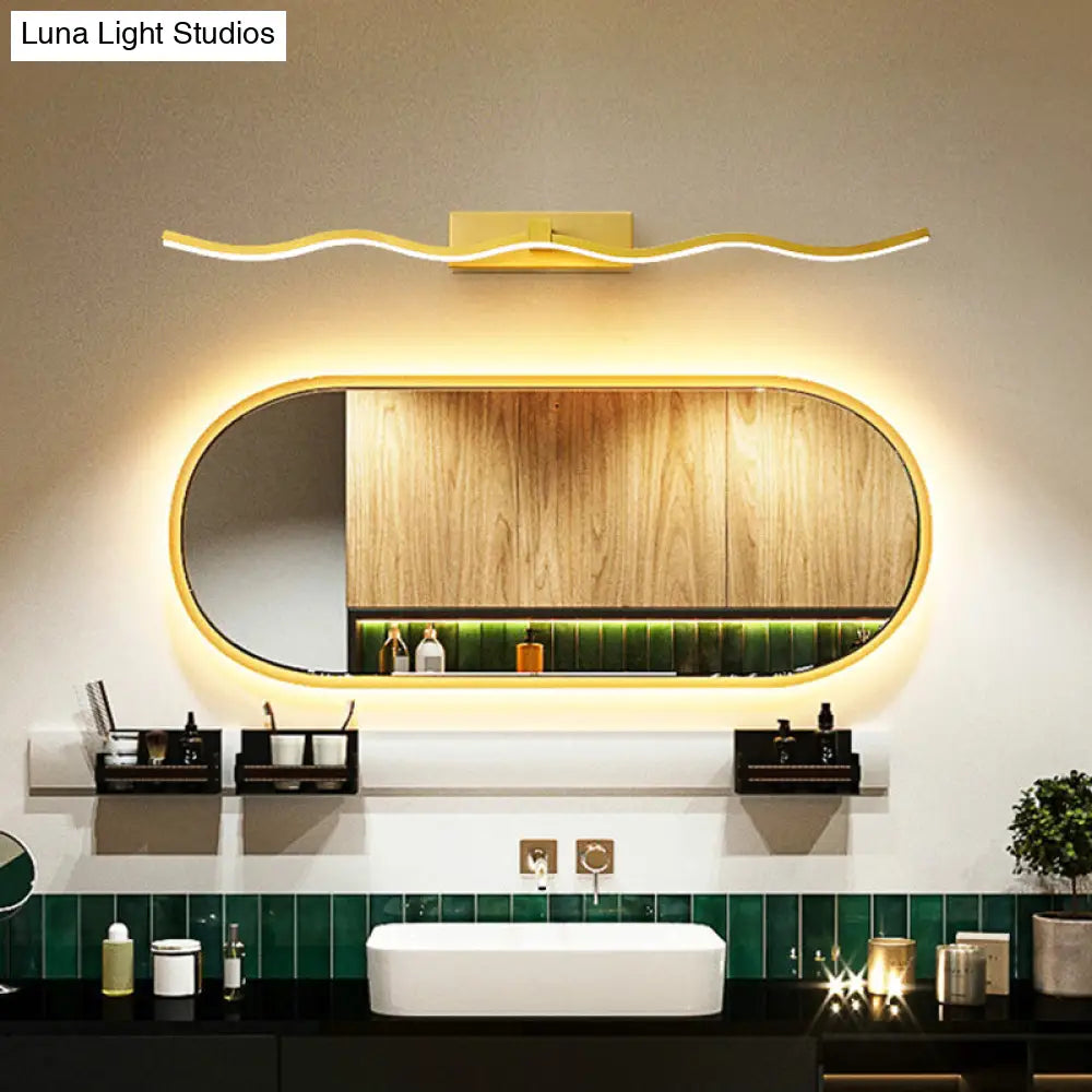 Modern Minimalist Metal Wall Vanity Light With Waving Design