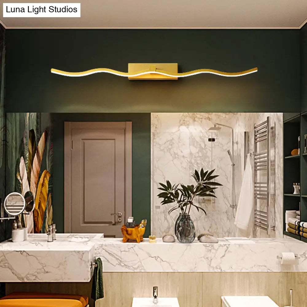 Modern Minimalist Metal Wall Vanity Light With Waving Design