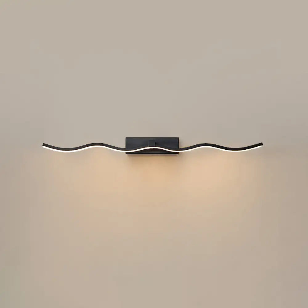 Modern Minimalist Metal Wall Vanity Light With Waving Design Black / 16