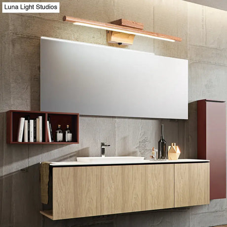 Modern Minimalist Wood Vanity Wall Light - Single Linear Design