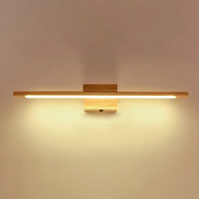 Modern Minimalist Wood Vanity Wall Light - Single Linear Design / Warm