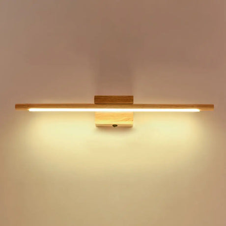 Modern Minimalist Wood Vanity Wall Light - Single Linear Design / Warm
