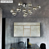 Modern Modo G9 Ceiling Light With Glass And Metal - 12 - Light Semi Flush Mount For Living Room