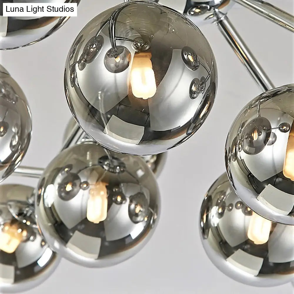Modern Modo G9 Ceiling Light With Glass And Metal - 12 - Light Semi Flush Mount For Living Room