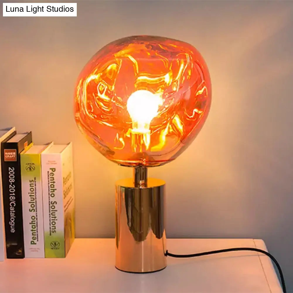 Modern Molten Glass Table Lamp - Hand-Blown Silver/Gold With 1 Head For Living Rooms